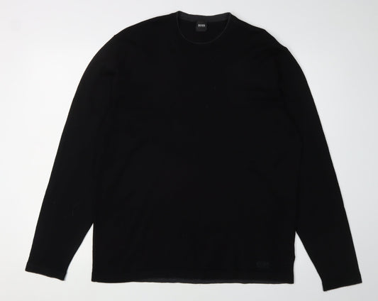 Hugo Boss Men's Black Wool Pullover Jumper, Size L