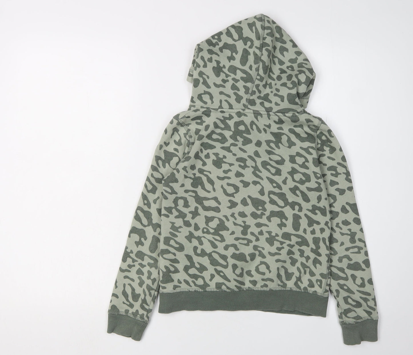 H&M Girls Green Leopard Print Pullover Hoodie, 9-10 Years