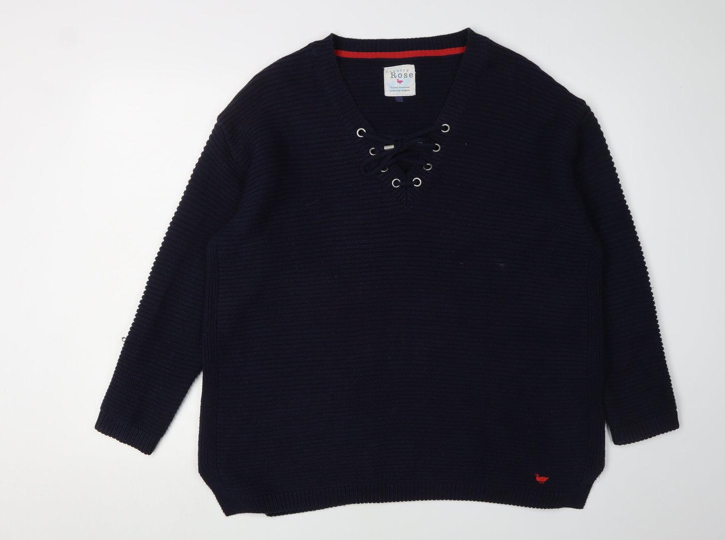 Womens UK Size L Country Rose Black Pullover Jumper