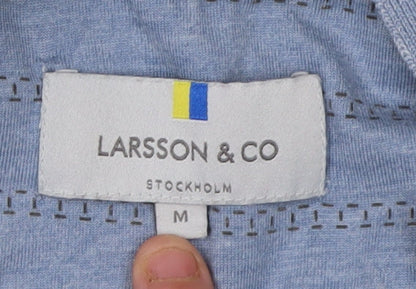Larsson & Co Men's Polo Shirt Blue M Geometric Cotton Casual