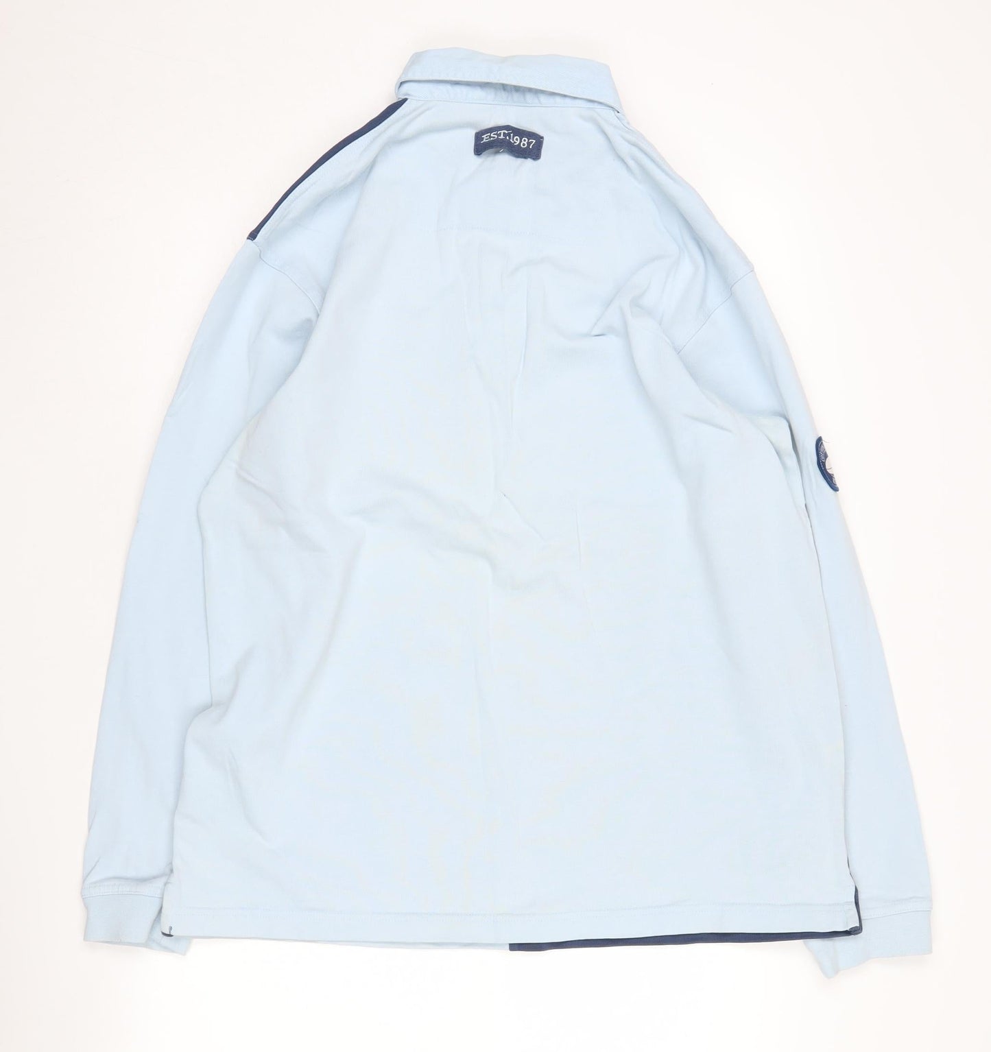 Cotton Traders Men's Blue Colourblock Polo L