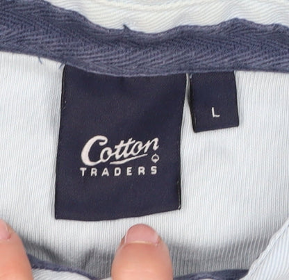 Cotton Traders Men's Blue Colourblock Polo L