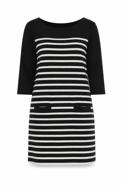BHS Women's Black Striped Shift Dress Size 12