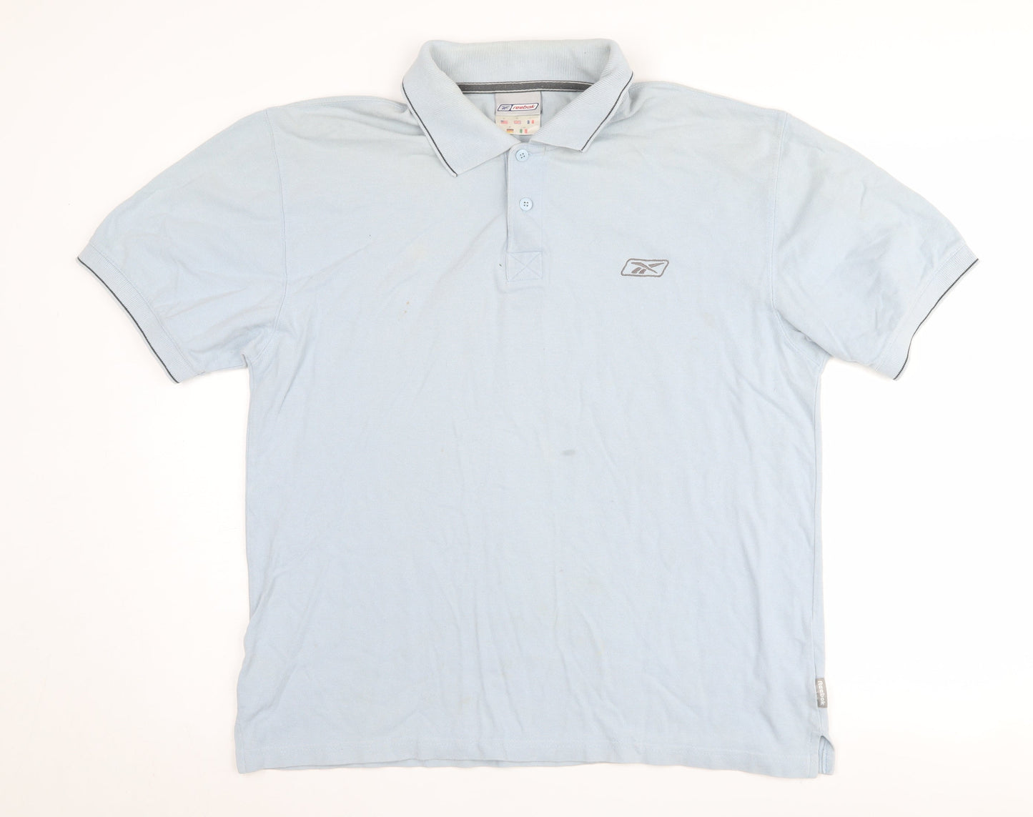 Reebok Men's Blue Polo Shirt M Collared Logo Short Sleeve