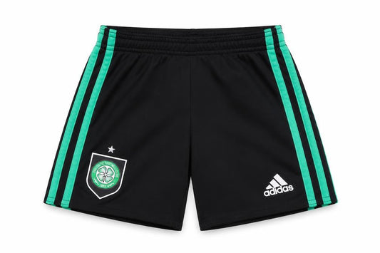 Front view of Adidas boys’' black athletic football shorts 4-5 years