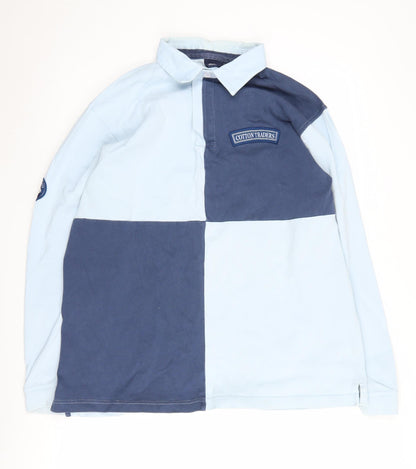 Cotton Traders Men's Blue Long Sleeve Polo L