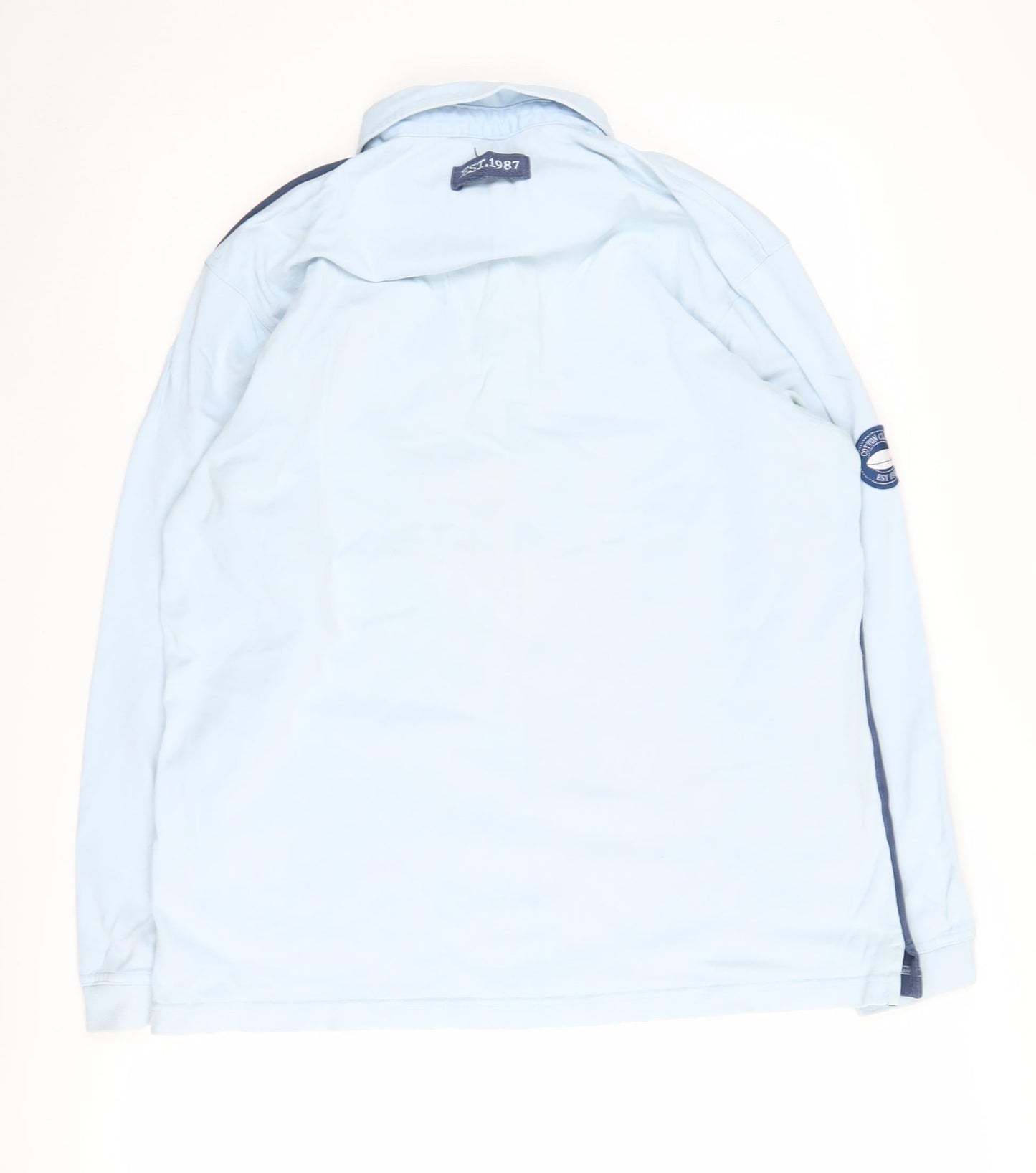 Cotton Traders Men's Blue Long Sleeve Polo L