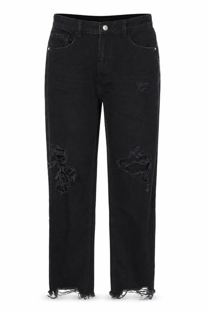 Womens UK Size 10 Bershka Relaxed Fit Straight Black Jeans