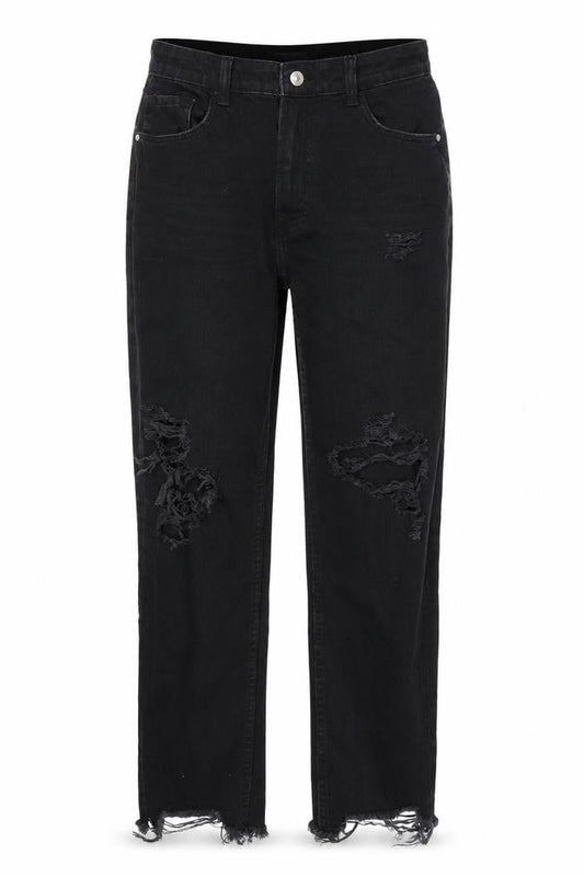 Womens UK Size 10 Bershka Relaxed Fit Straight Black Jeans