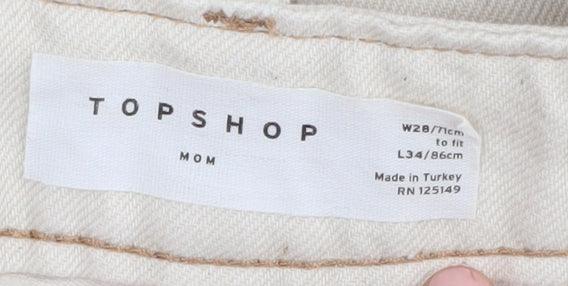Topshop Women’s Beige Mom Jeans Size 28