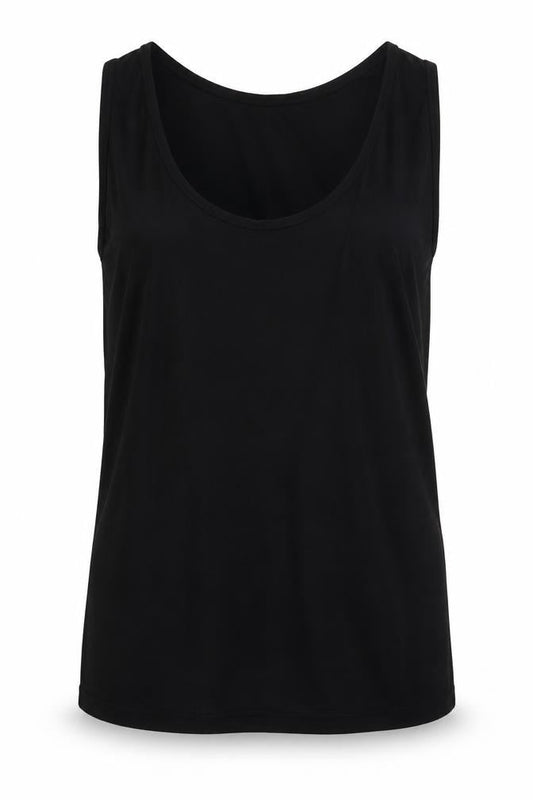 Front view of ASOS Women's Black Sleeveless Tank Top, size 10