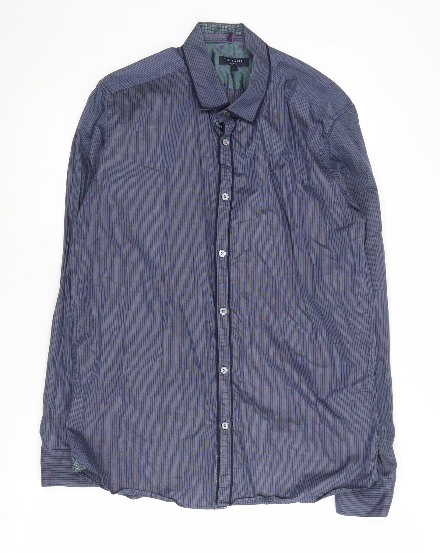 Ted Baker Men's Blue Striped Shirt Long Sleeve L