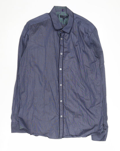 Ted Baker Men's Blue Striped Shirt Long Sleeve L