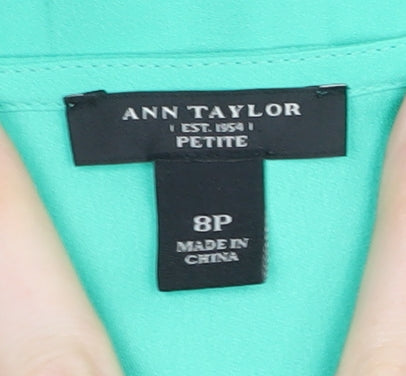 Ann Taylor Green Ruffle Blouse - Sleeveless, Petite Size 8