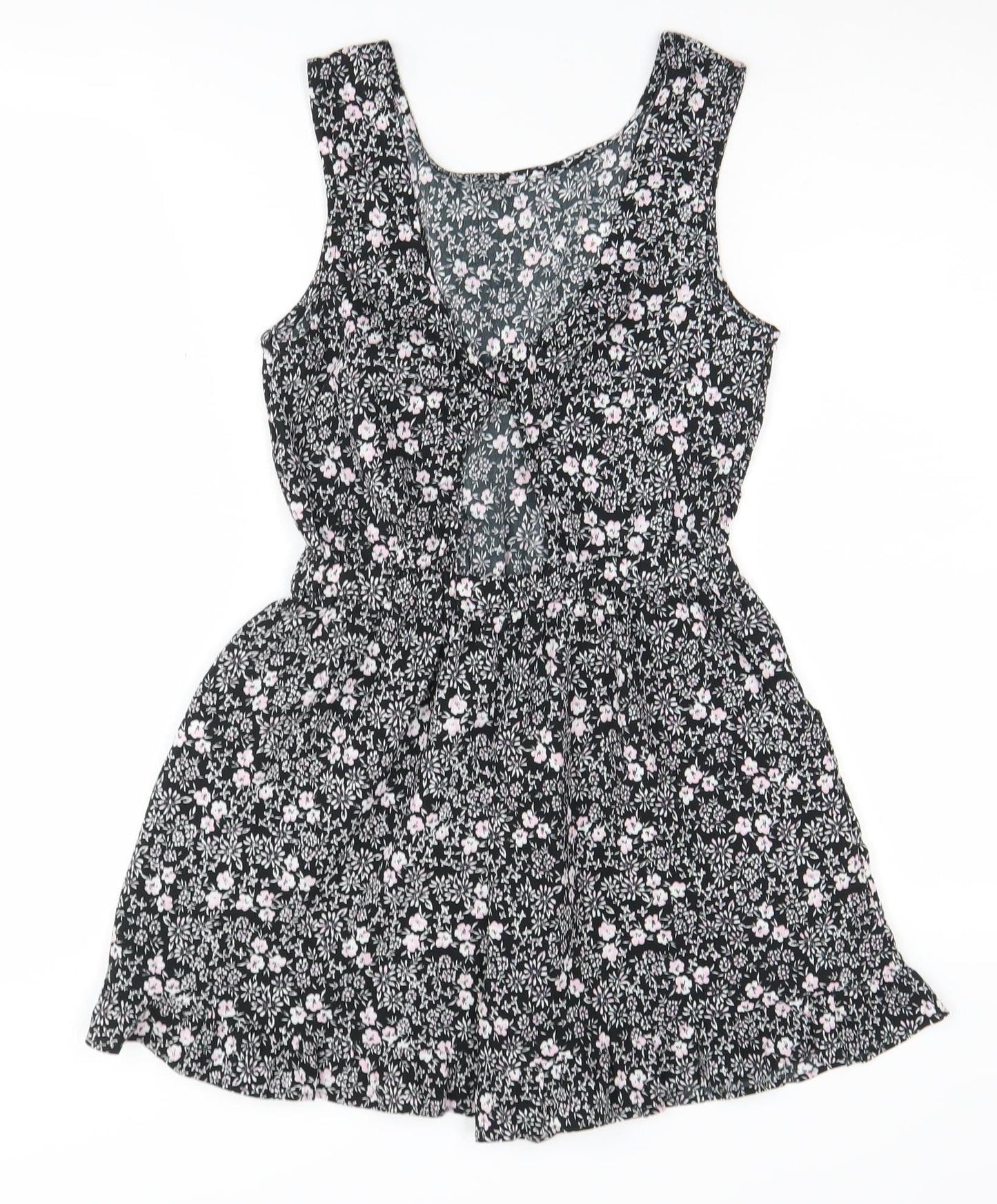 Next Girls Black Floral Sleeveless Playsuit 11 Years