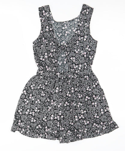 Next Girls Black Floral Sleeveless Playsuit 11 Years