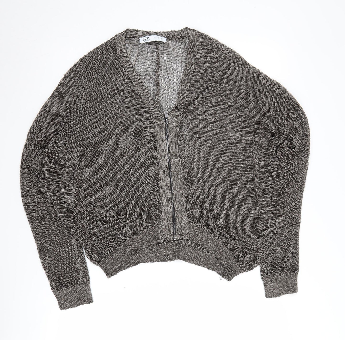 Womens UK Size 12 Zara Grey Full Zip Jumper