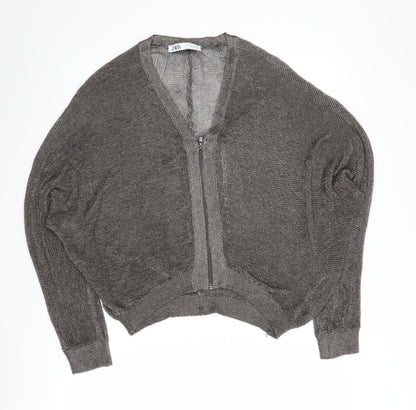 Womens UK Size 12 Zara Grey Full Zip Jumper