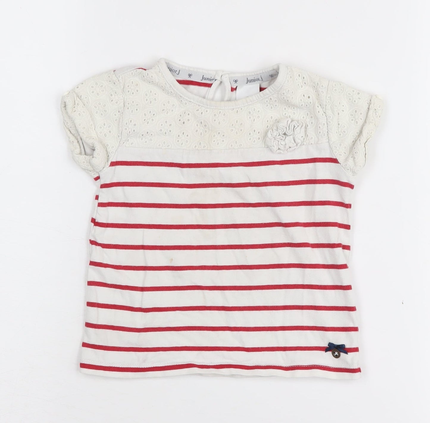 Jasper Conran Girls Striped T-Shirt, Red/White, 2-3 Years