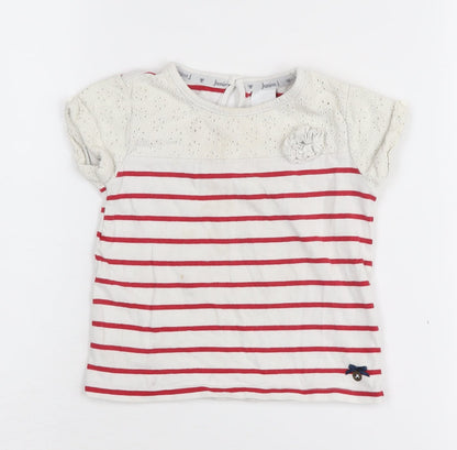 Jasper Conran Girls Striped T-Shirt, Red/White, 2-3 Years