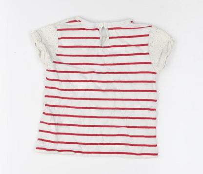 Jasper Conran Girls Striped T-Shirt, Red/White, 2-3 Years