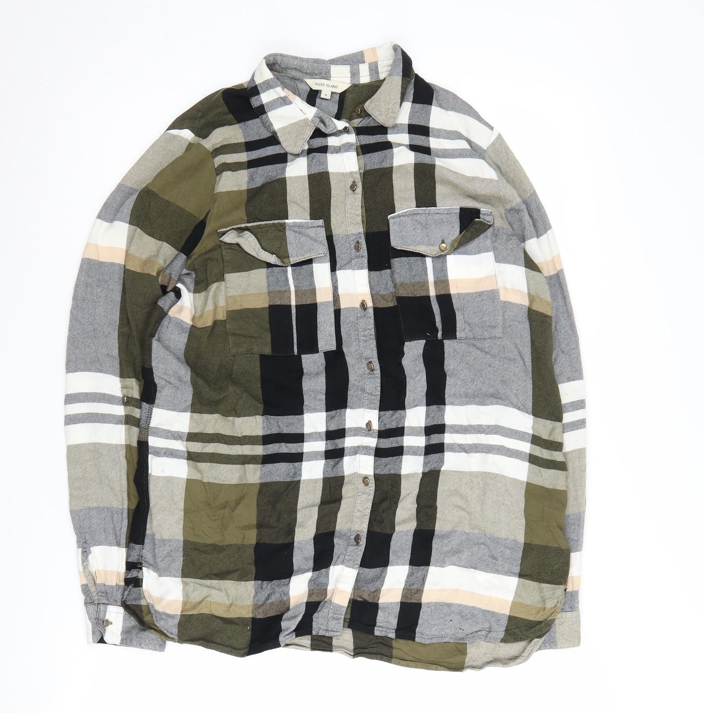 Womens UK Size 6 River Island Multicoloured Basic Button-Up