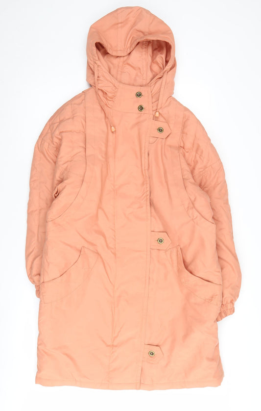 Classic Woman Pink Hooded Parka Coat Size 10