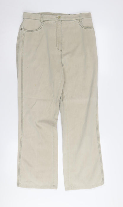 Womens UK Size 10 Viyella Regular Fit Casual Beige Trousers