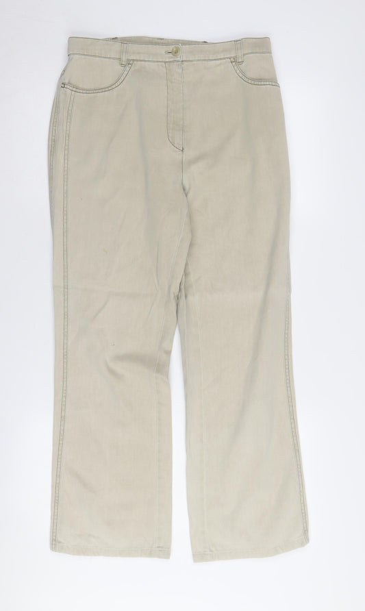 Womens UK Size 10 Viyella Regular Fit Casual Beige Trousers