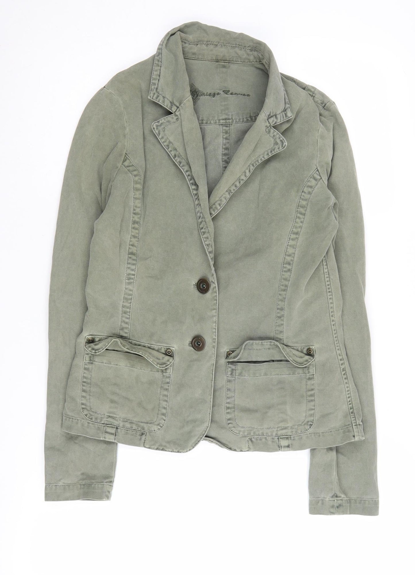 Vintage Blazer Women Olive Size 12, 100% Cotton, Retro Style