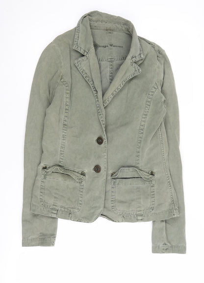Vintage Blazer Women Olive Size 12, 100% Cotton, Retro Style