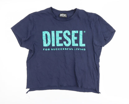 Womens UK Size 14 Diesel Blue Basic T-Shirt