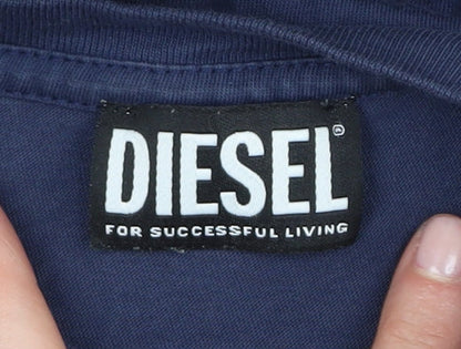 Womens UK Size 14 Diesel Blue Basic T-Shirt