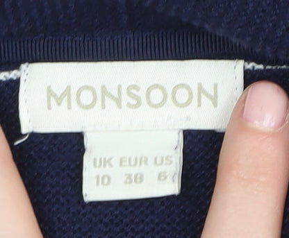 Womens UK Size 10 Monsoon Blue Cardigan Jumper