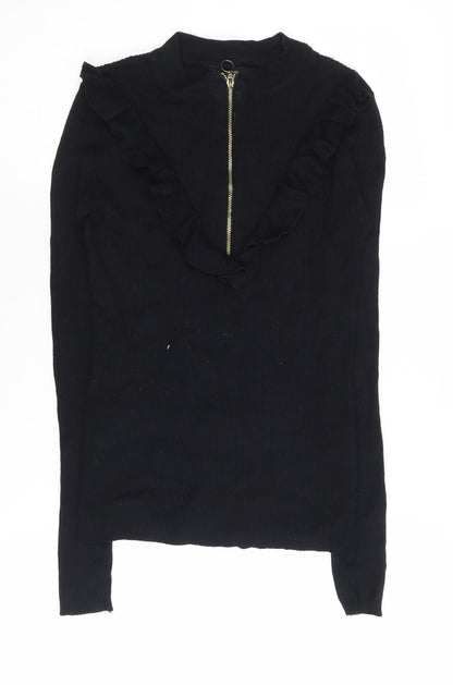 Womens UK Size XS Brave Soul Black Full Zip Jumper