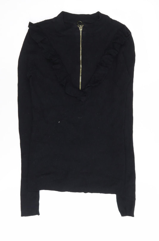 Womens UK Size XS Brave Soul Black Full Zip Jumper