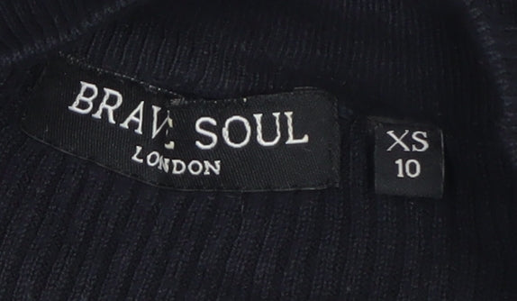 Womens UK Size XS Brave Soul Black Full Zip Jumper