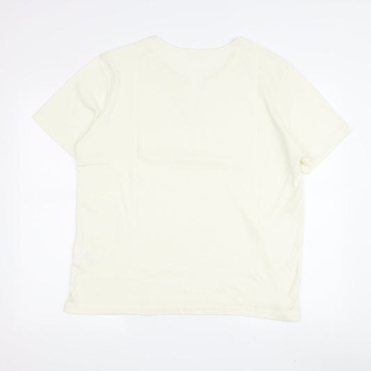 Damart Women's White Sequin V-Neck T-Shirt Size L