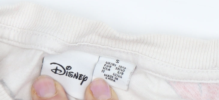 Womens UK Size S Disney Beige Basic T-Shirt