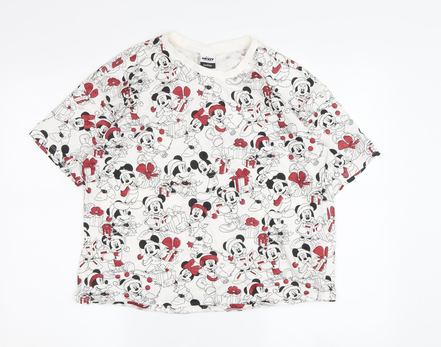 George Disney Unisex Adults White Mickey Mouse T-Shirt S