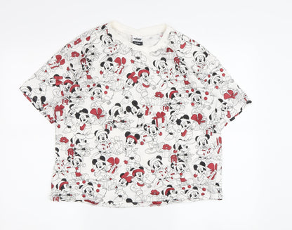 George Disney Unisex Adults White Mickey Mouse T-Shirt S