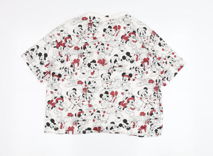 George Disney Unisex Adults White Mickey Mouse T-Shirt S