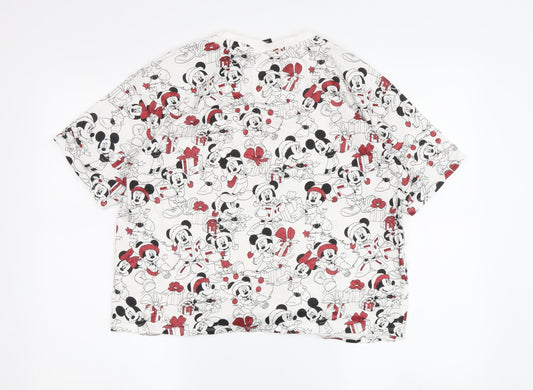George Disney Unisex Adults White Mickey Mouse T-Shirt S