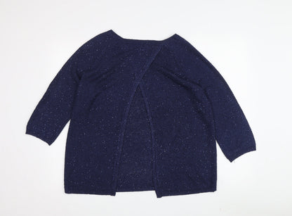 Monsoon Women's Blue Knit Pullover Jumper, M, 3/4 Sleeve