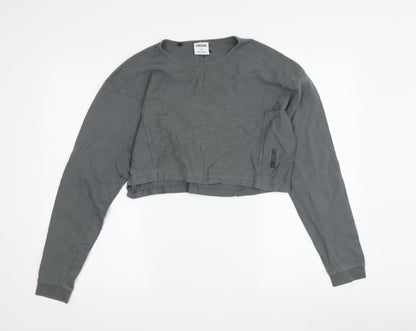 Gymshark Women's Grey Cropped T-Shirt, Size S