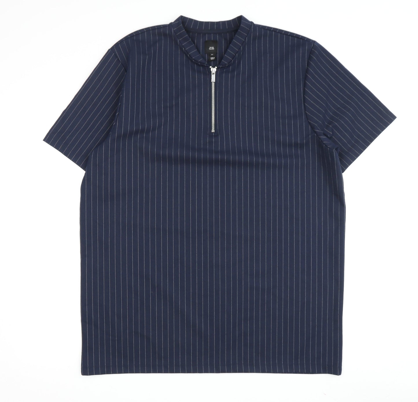 Men's Blue Pinstripe Polo Shirt, Size M