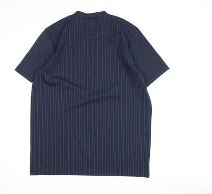 Men's Blue Pinstripe Polo Shirt, Size M