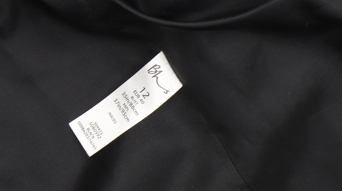 Womens UK Size 12 BHS Black Overcoat