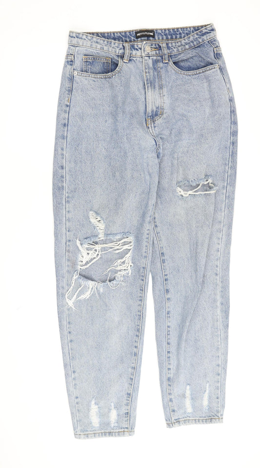 PrettyLittleThing Women's Blue Mom Jeans, Size 10, Distressed