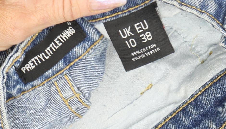 PrettyLittleThing Women's Blue Mom Jeans, Size 10, Distressed